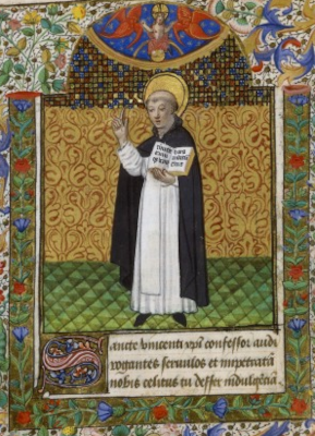 Saint Vincent Ferrier représenté dans le livre d'heures de Pierre II de Bretagne